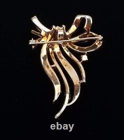 1950 TRIFARI PAT PEND ALFRED PHILIPPE Pin/Pendant Brooch Rhinestone Gold Tone