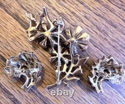 1950's Alfred Philippe Crown Trifari Yellow-Topaz Brooch & Earrings