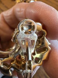 1950's Alfred Philippe Crown Trifari Yellow-Topaz Brooch & Earrings