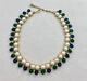 1950's Trifari Blue/Green Dangles Faux Pearl Cab Crystals'Facination' Necklace