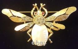 1950s Alfred Philippe Crown TRIFARI Bee Brooch Fantasia PEARL Jelly Belly PIN