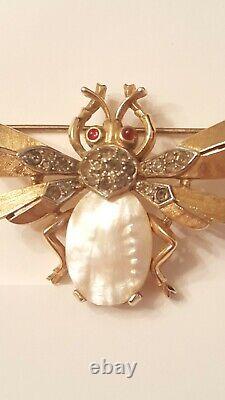 1950s Alfred Philippe Crown TRIFARI Bee Brooch Fantasia PEARL Jelly Belly PIN