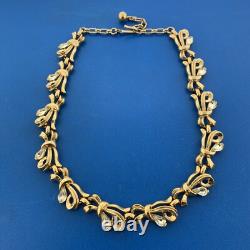 1950s Alfred Philippe Crown Trifari Gold Tone Rhinestone Bracelet Necklace Set