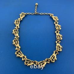 1950s Alfred Philippe Crown Trifari Gold Tone Rhinestone Bracelet Necklace Set