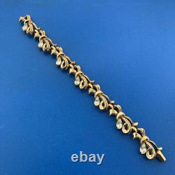 1950s Alfred Philippe Crown Trifari Gold Tone Rhinestone Bracelet Necklace Set