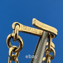 1950s Alfred Philippe Crown Trifari Gold Tone Rhinestone Bracelet Necklace Set