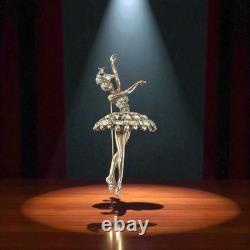 1950s Crown Trifari Alfred Philippe Jeweled Symphony Ballerina Pin in goldtone