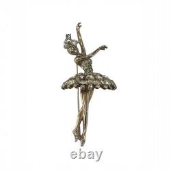 1950s Crown Trifari Alfred Philippe Jeweled Symphony Ballerina Pin in goldtone