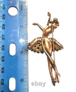 1950s Crown Trifari Alfred Philippe Jeweled Symphony Ballerina Pin in goldtone