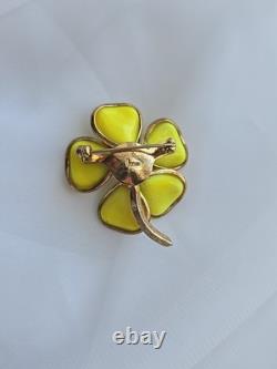 1950s Trifari Alfred Philippe CAMELLIA Yellow Poured Glass Flower Pin
