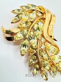 1951 Crown Trifari Pat Pend Alfred Philippe Light Citrine Rhinestone Brooch