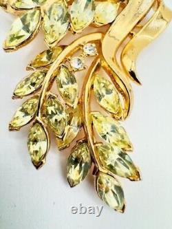 1951 Crown Trifari Pat Pend Alfred Philippe Light Citrine Rhinestone Brooch