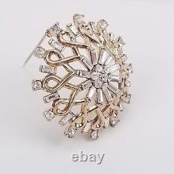 1951 TRIFARI Alfred Philippe Pat Pend Pin Brooch Rhinestone Vintage Snowflake