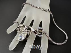 1951 TRIFARI Signed Alfred Philippe Silver Tone Gem of India Rhinestone Necklace
