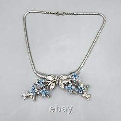 1951 Trifari STARFLOWER Alfred Philippe Light Blue Crystal Bib Necklace 16