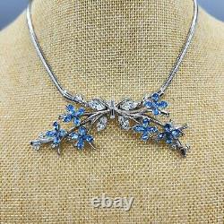 1951 Trifari STARFLOWER Alfred Philippe Light Blue Crystal Bib Necklace 16