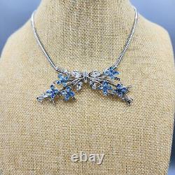 1951 Trifari STARFLOWER Alfred Philippe Light Blue Crystal Bib Necklace 16