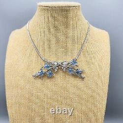 1951 Trifari STARFLOWER Alfred Philippe Light Blue Crystal Bib Necklace 16