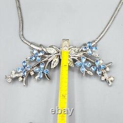 1951 Trifari STARFLOWER Alfred Philippe Light Blue Crystal Bib Necklace 16