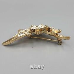 1952 Crown Trifari Alfred Philippe TWINKLE Gold Tone Rhinestone Floral Brooch