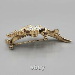 1952 Crown Trifari Alfred Philippe TWINKLE Gold Tone Rhinestone Floral Brooch