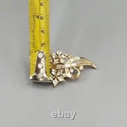 1952 Crown Trifari Alfred Philippe TWINKLE Gold Tone Rhinestone Floral Brooch