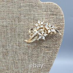 1952 Crown Trifari Alfred Philippe TWINKLE Gold Tone Rhinestone Floral Brooch