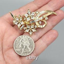 1952 Crown Trifari Alfred Philippe TWINKLE Gold Tone Rhinestone Floral Brooch