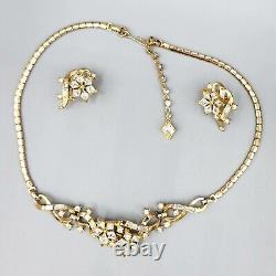 1952 Trifari TWINKLE Alfred Philippe Gold Tone Crystal Necklace & Earrings