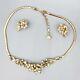 1952 Trifari TWINKLE Alfred Philippe Gold Tone Crystal Necklace & Earrings