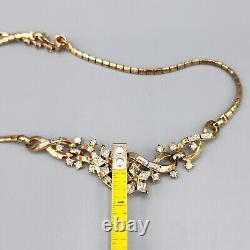 1952 Trifari TWINKLE Alfred Philippe Gold Tone Crystal Necklace & Earrings