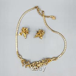 1952 Trifari TWINKLE Alfred Philippe Golden Crystal Necklace Earrings BOOK PIECE