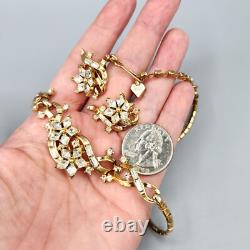 1952 Trifari TWINKLE Alfred Philippe Golden Crystal Necklace Earrings BOOK PIECE
