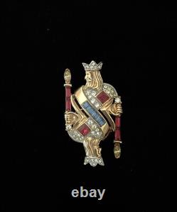 1953 Crown Trifari'Alfred Philippe' King of Diamonds Playing Card Pin