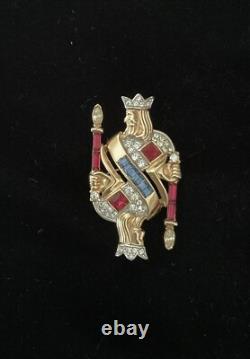 1953 Crown Trifari'Alfred Philippe' King of Diamonds Playing Card Pin