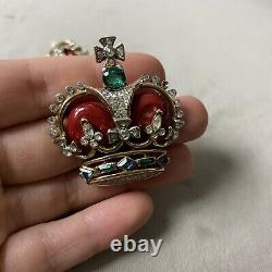 1953 TRIFARI Alfred Philippe Coronation Gems Red Royal Crown Brooch + Earrings