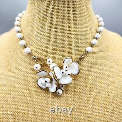 1953 Trifari MAGNOLIA Alfred Philippe Poured White Glass Necklace BOOK AD PIECE