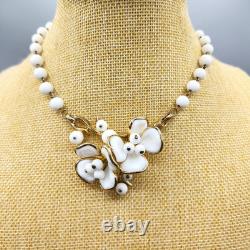 1953 Trifari MAGNOLIA Alfred Philippe Poured White Glass Necklace BOOK AD PIECE