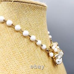 1953 Trifari MAGNOLIA Alfred Philippe Poured White Glass Necklace BOOK AD PIECE
