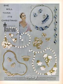 1953 Trifari MAGNOLIA Alfred Philippe Poured White Glass Necklace BOOK AD PIECE