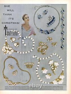 1953 Trifari MAGNOLIA Alfred Philippe Poured White Glass Necklace BOOK AD PIECE