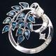 1954 TRIFARI Patent Pend Brooch Pin ALFRED PHILIPPE Blue Rhinestone Silver Tone