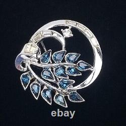 1954 TRIFARI Patent Pend Brooch Pin ALFRED PHILIPPE Blue Rhinestone Silver Tone