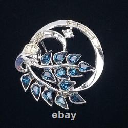 1954 TRIFARI Patent Pend Brooch Pin ALFRED PHILIPPE Blue Rhinestone Silver Tone