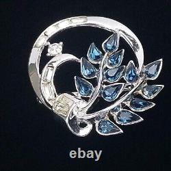 1954 TRIFARI Patent Pend Brooch Pin ALFRED PHILIPPE Blue Rhinestone Silver Tone