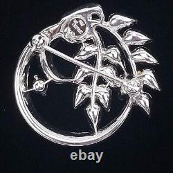 1954 TRIFARI Patent Pend Brooch Pin ALFRED PHILIPPE Blue Rhinestone Silver Tone