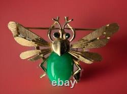 1960s Crown TRIFARI Alfred Philippe Bee Insect Brooch Jelly Belly Goldtone RARE