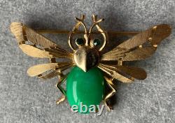 1960s Crown TRIFARI Alfred Philippe Bee Insect Brooch Jelly Belly Goldtone RARE