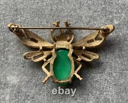 1960s Crown TRIFARI Alfred Philippe Bee Insect Brooch Jelly Belly Goldtone RARE