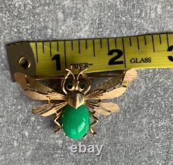 1960s Crown TRIFARI Alfred Philippe Bee Insect Brooch Jelly Belly Goldtone RARE